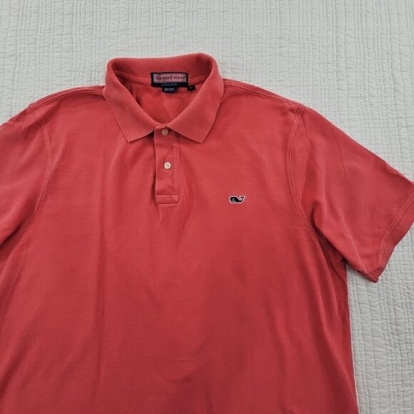 Vineyard Vines Polo Shirt Men’s L Coral Slim Fit Whale Stretch Classic Cotton - Picture 4 of 15